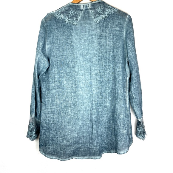 Like new Azucar Lightweight Bohemian Lace Crochet Blue Duster Topper size large - Picture 4 of 6